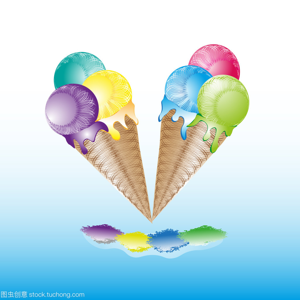 两个冰淇淋圆锥矢量图